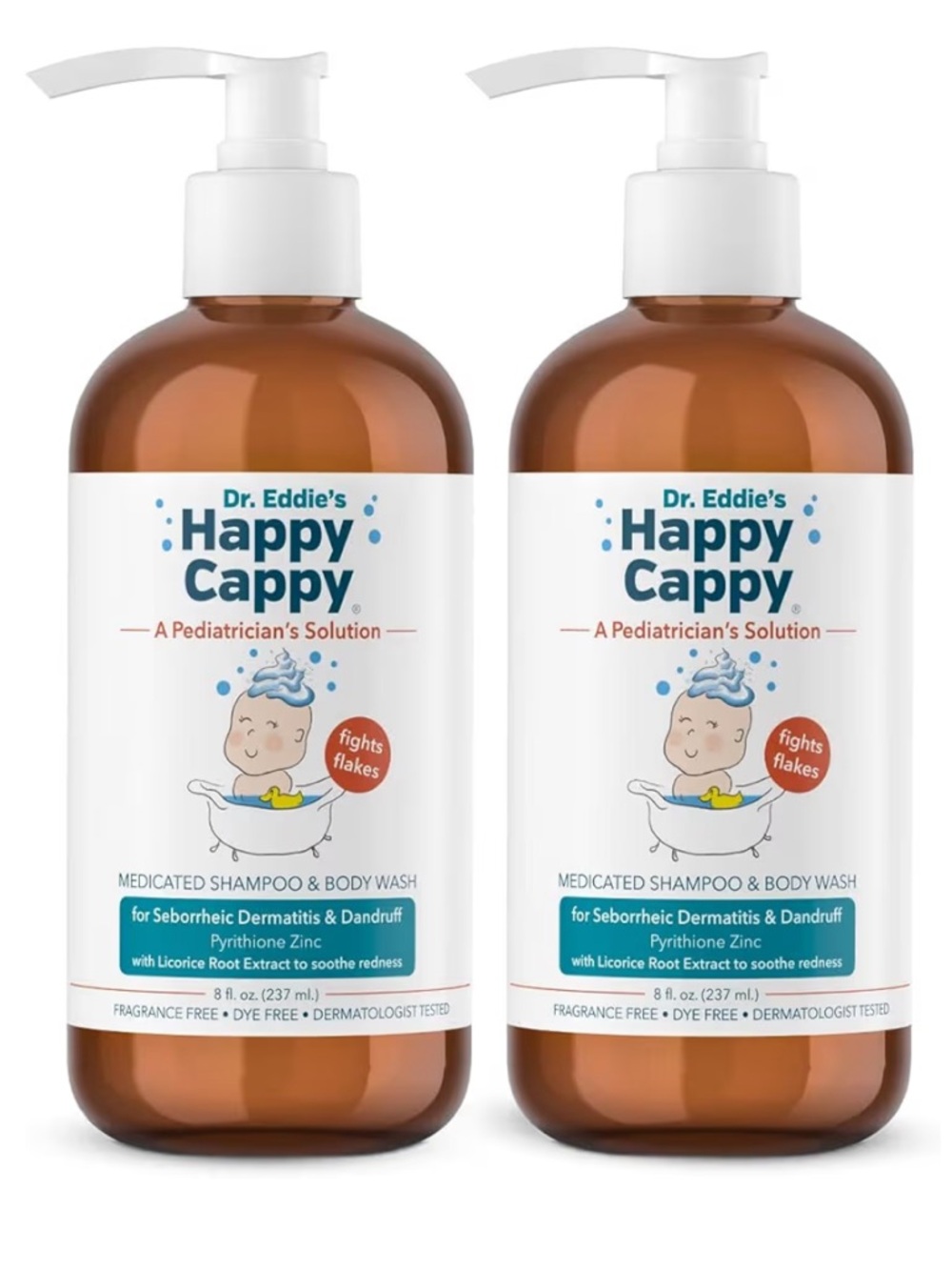 Happy Cappy Medicated Shampoo and Body Wash-Dandruff Shampoo, Cradle Cap - 2 8oz
